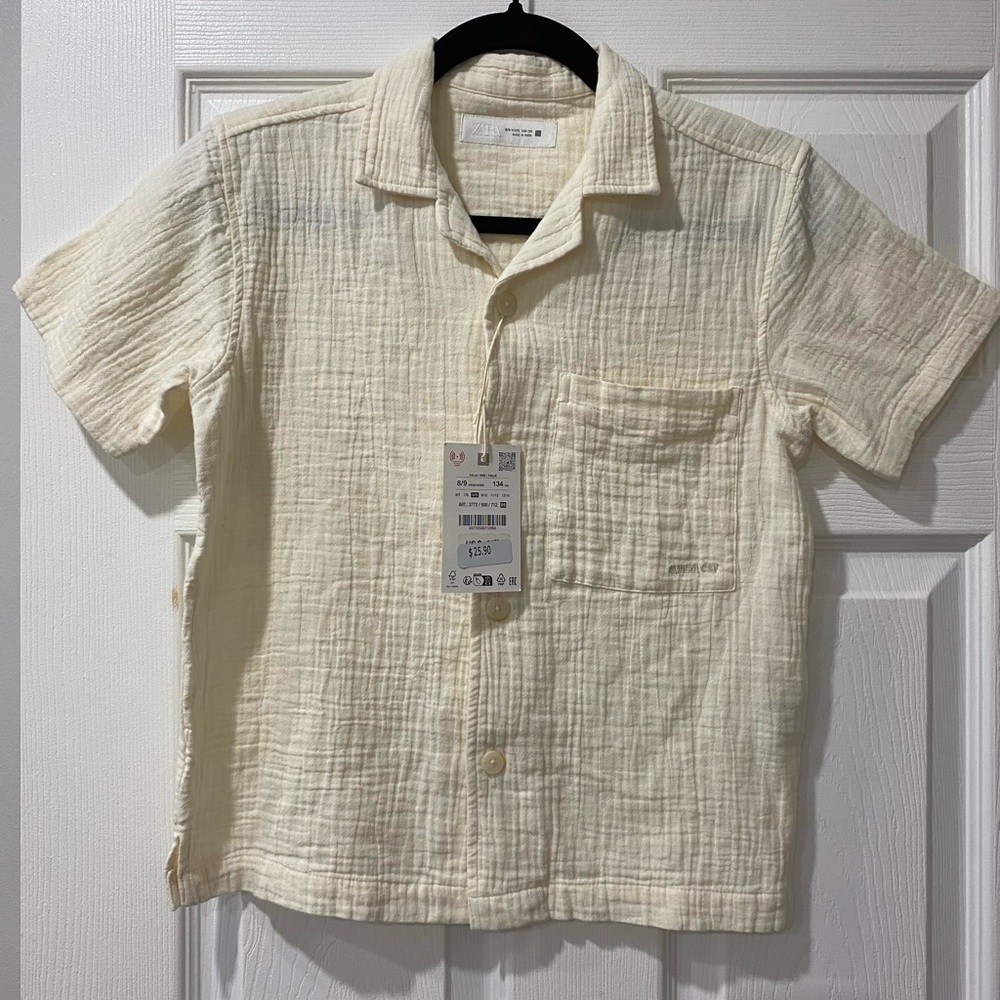 Zara Kids Cream Button Down Shirt